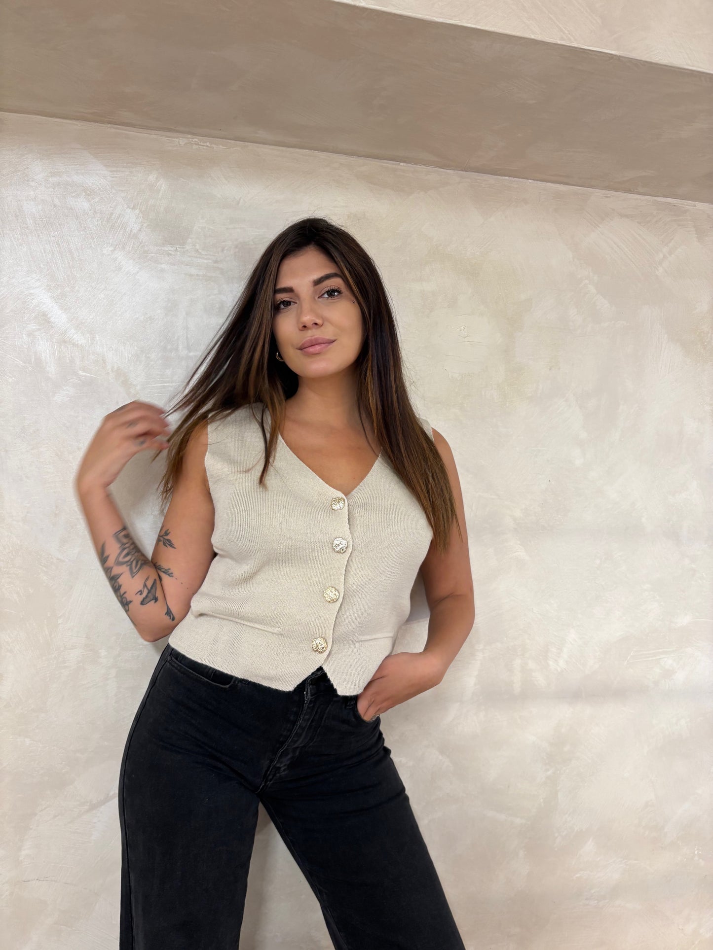 Gilet bottoncini oro