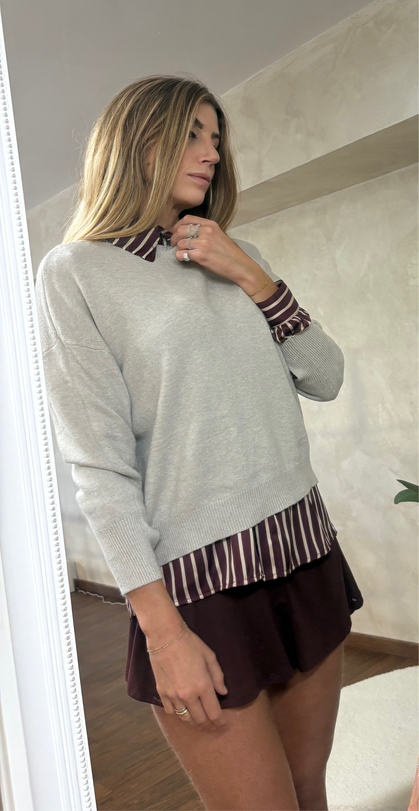 Maglioncino girocollo panna