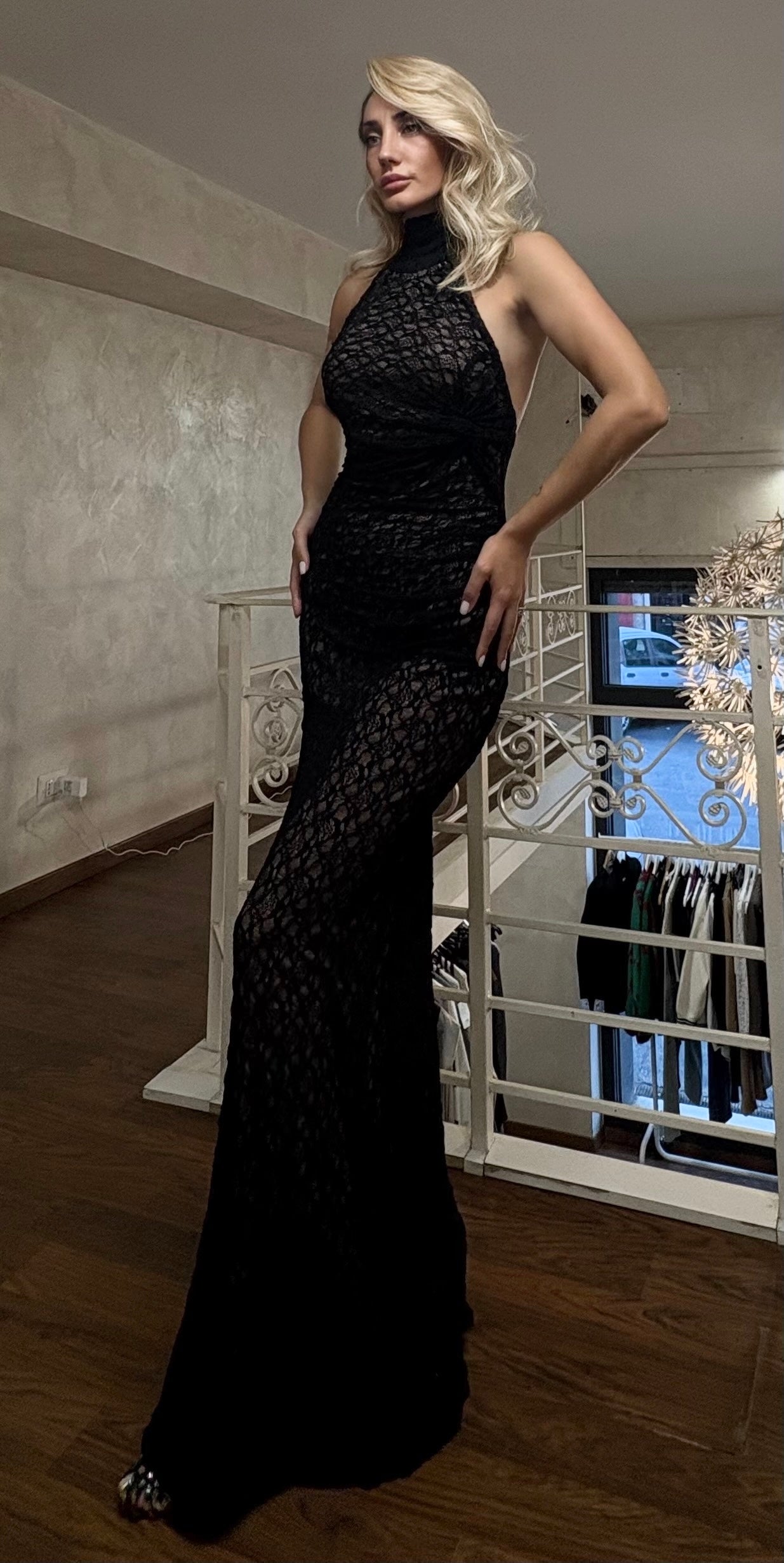 Vestito lungo in pizzo