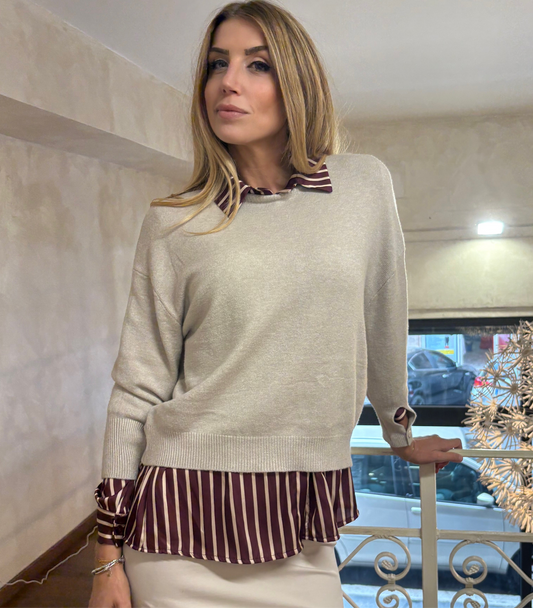 Maglioncino girocollo panna
