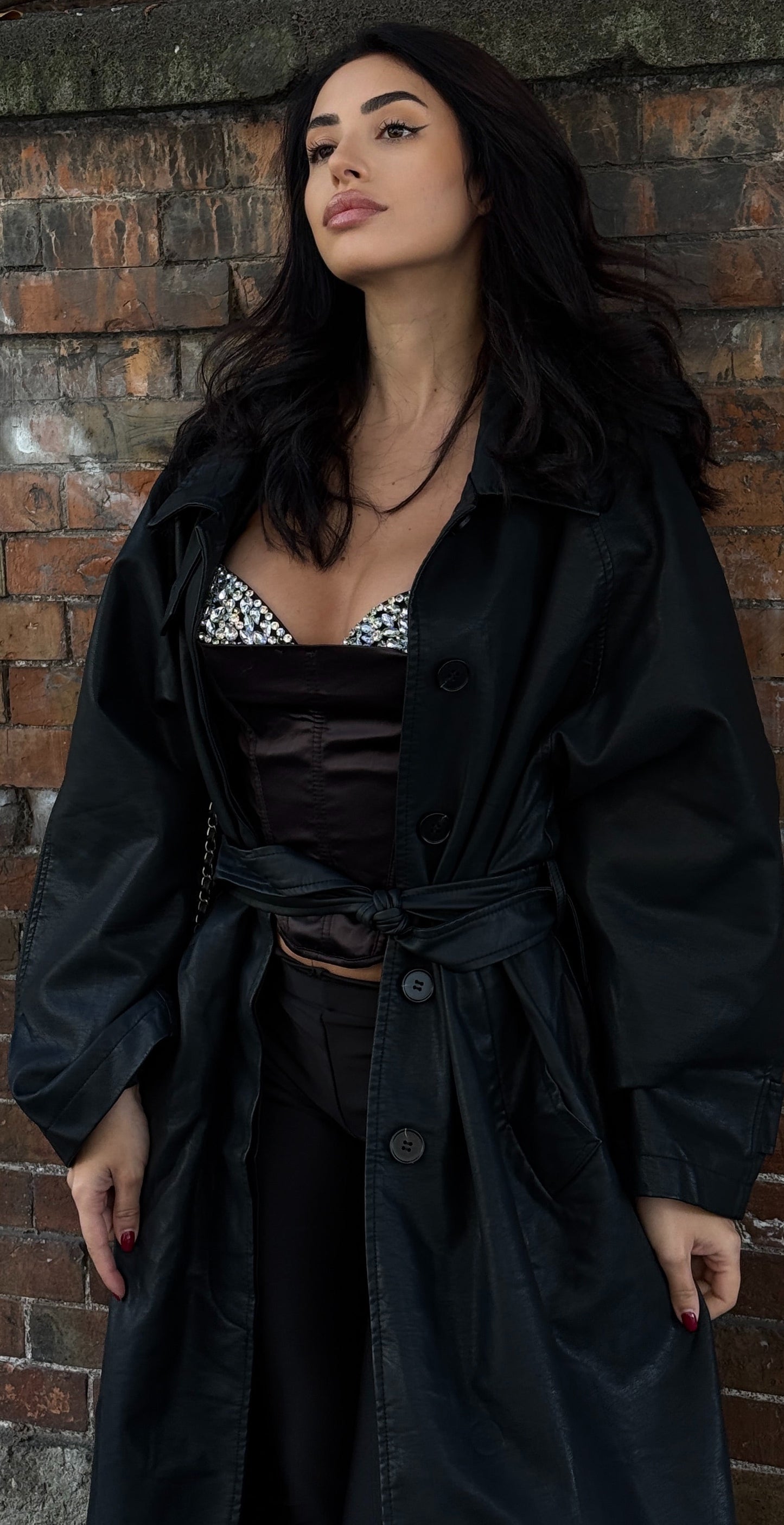 Trench lungo in ecopelle