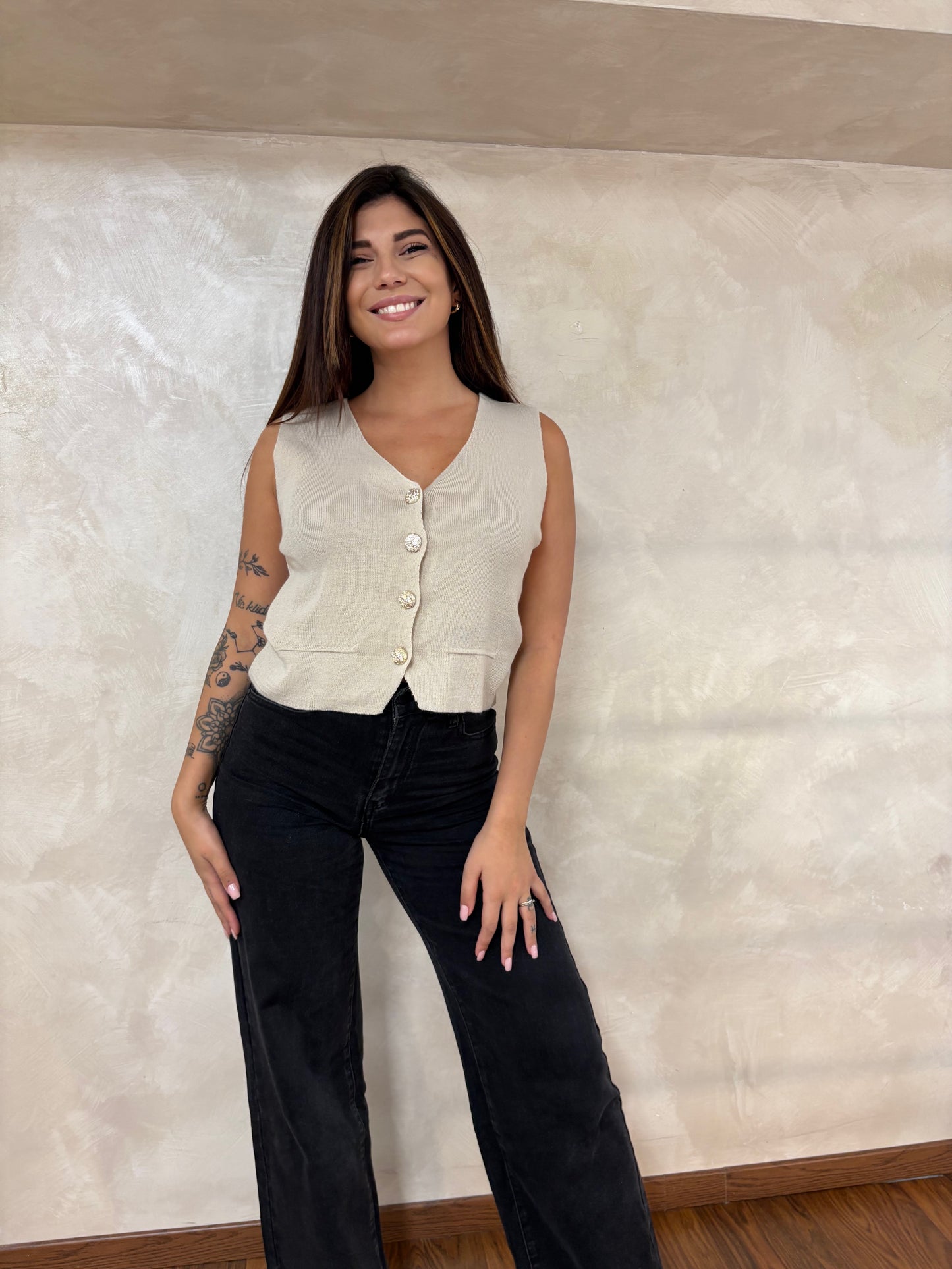 Gilet bottoncini oro