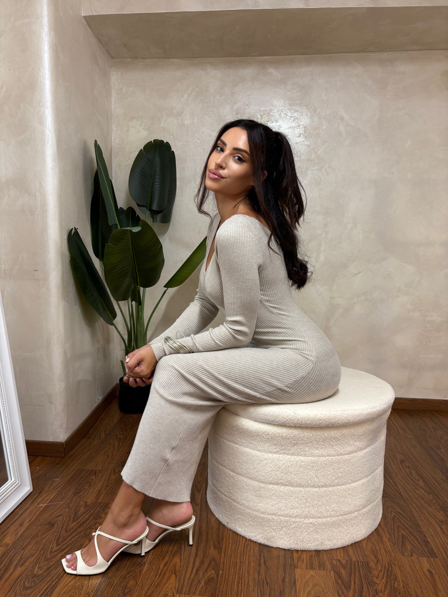 Vestito lungo scollo a V