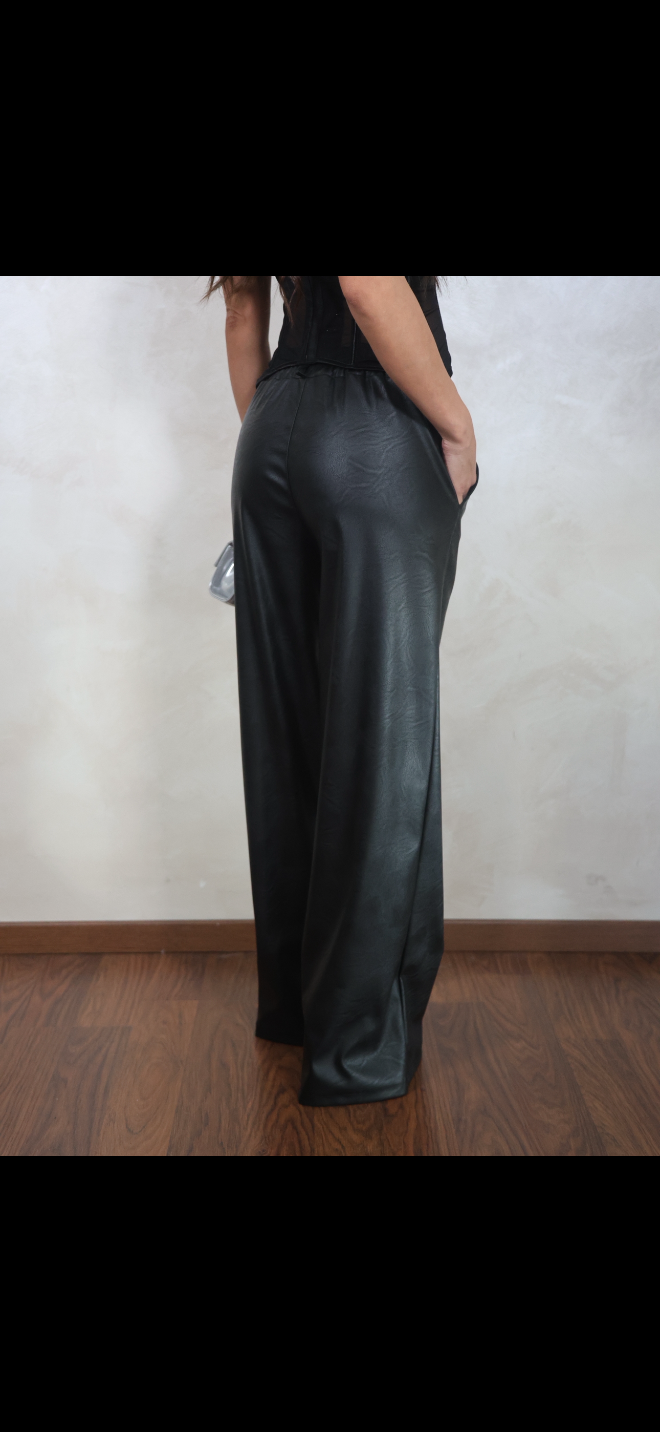 Pantalone ecopelle black