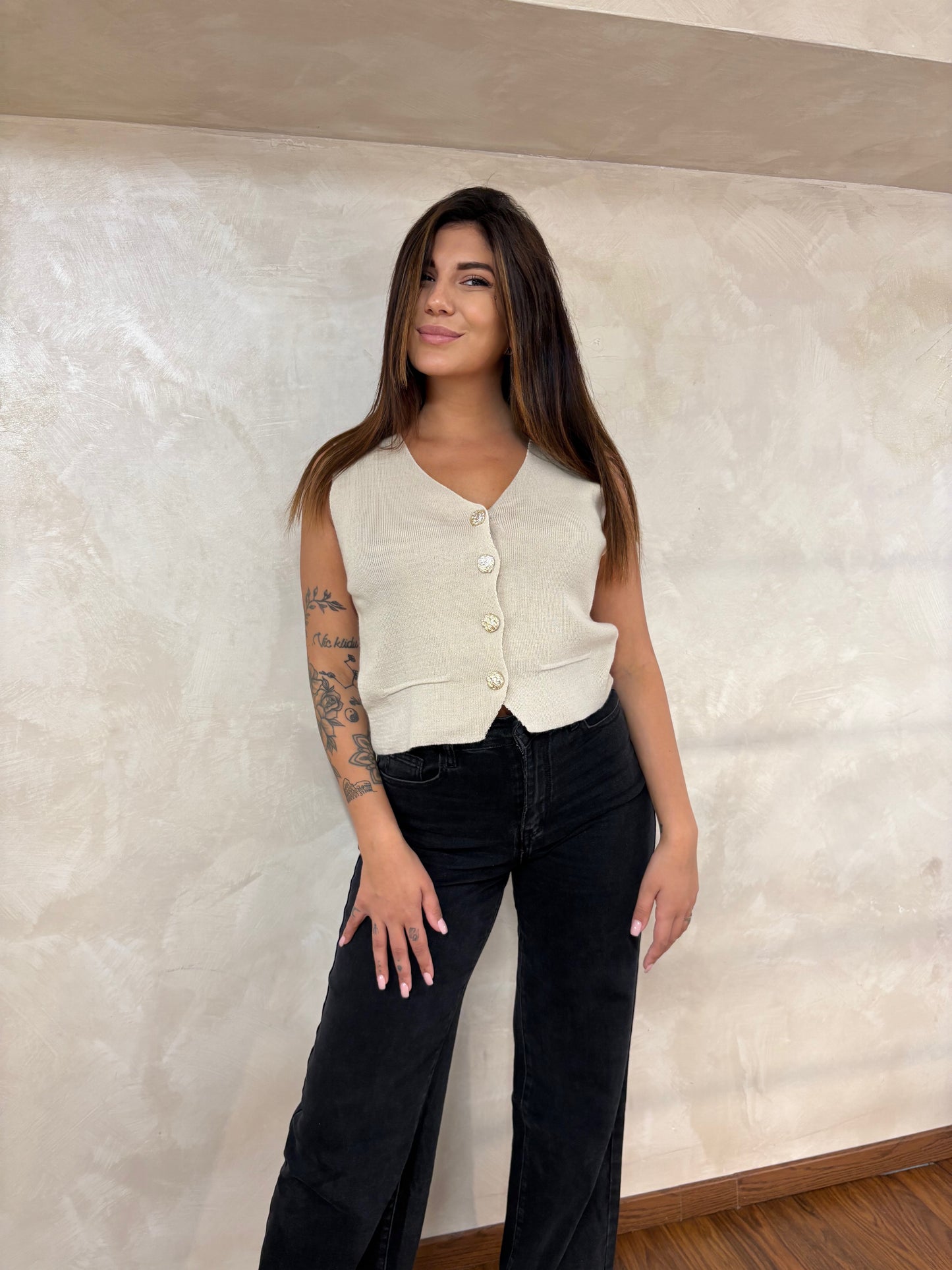 Gilet bottoncini oro